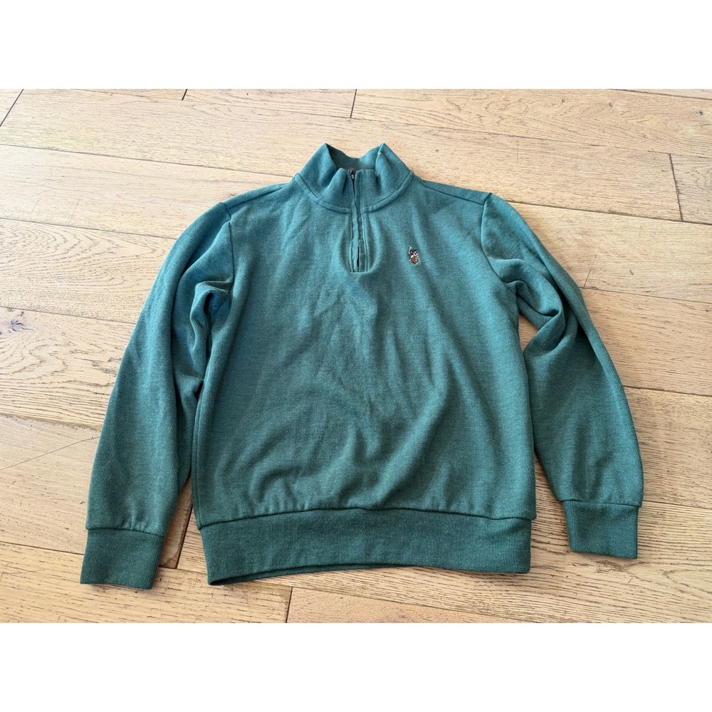 US Polo‎ Assn Mens Small Green Quarter Zip Pullover Sweater Ribbed Mock (498)